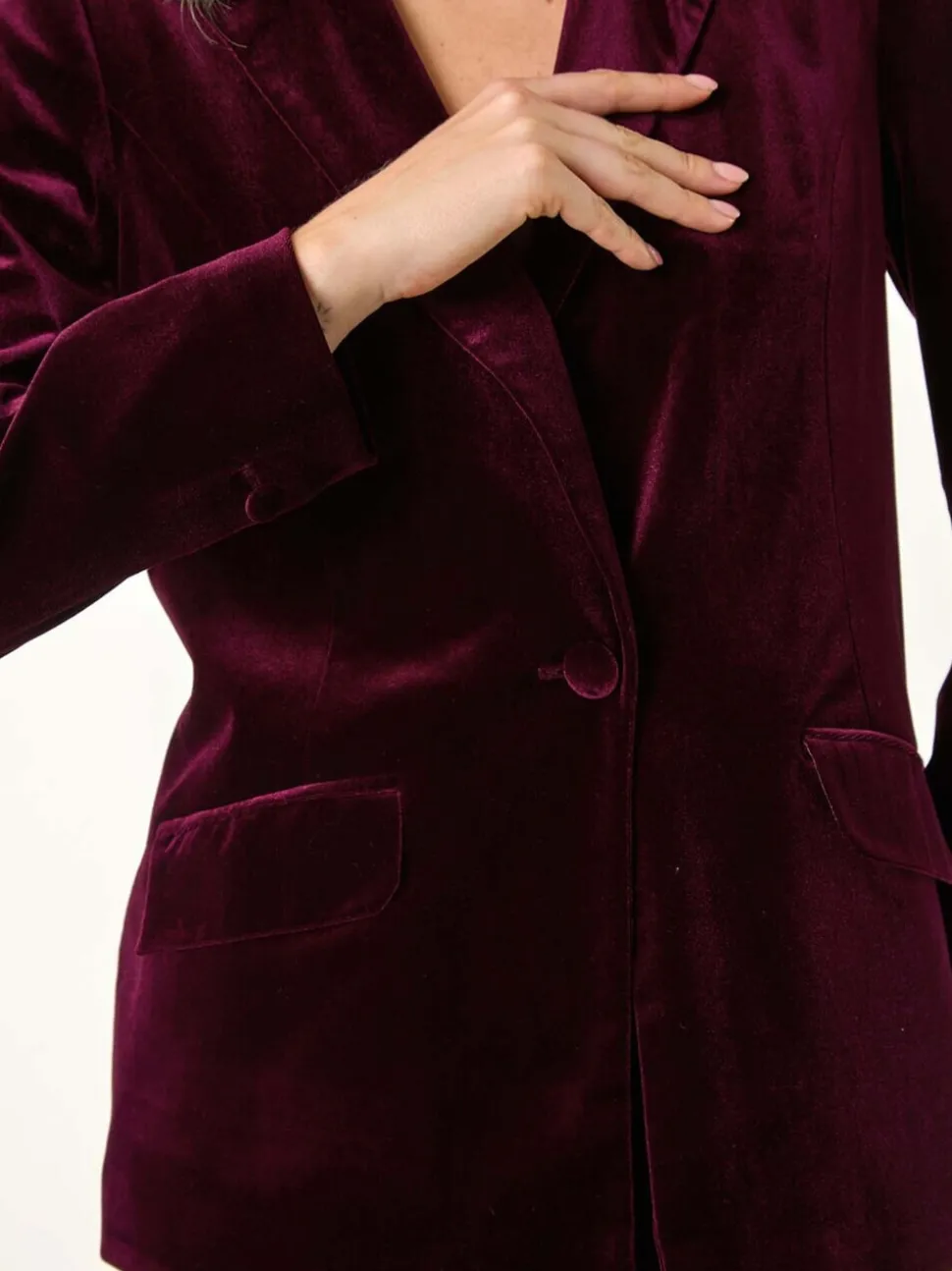 Roman Purple Velvet Single Breasted Blazer