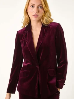 Roman Purple Velvet Single Breasted Blazer