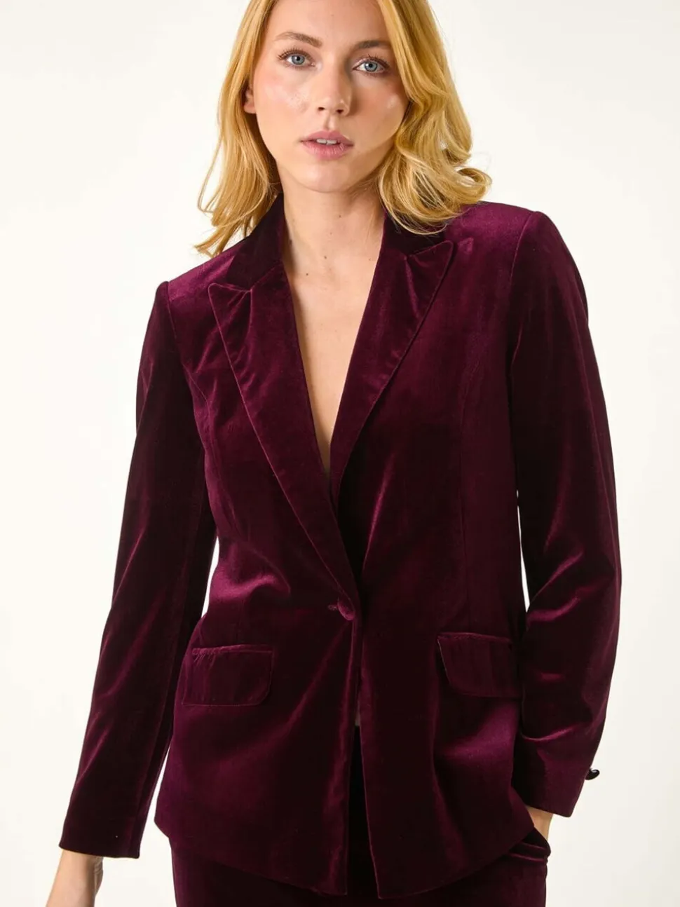 Roman Purple Velvet Single Breasted Blazer