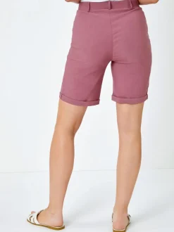 Roman Rouge Turned Hem Stretch Shorts