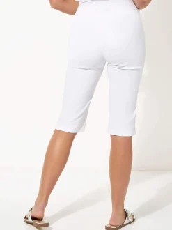 Roman White Knee Length Stretch Shorts