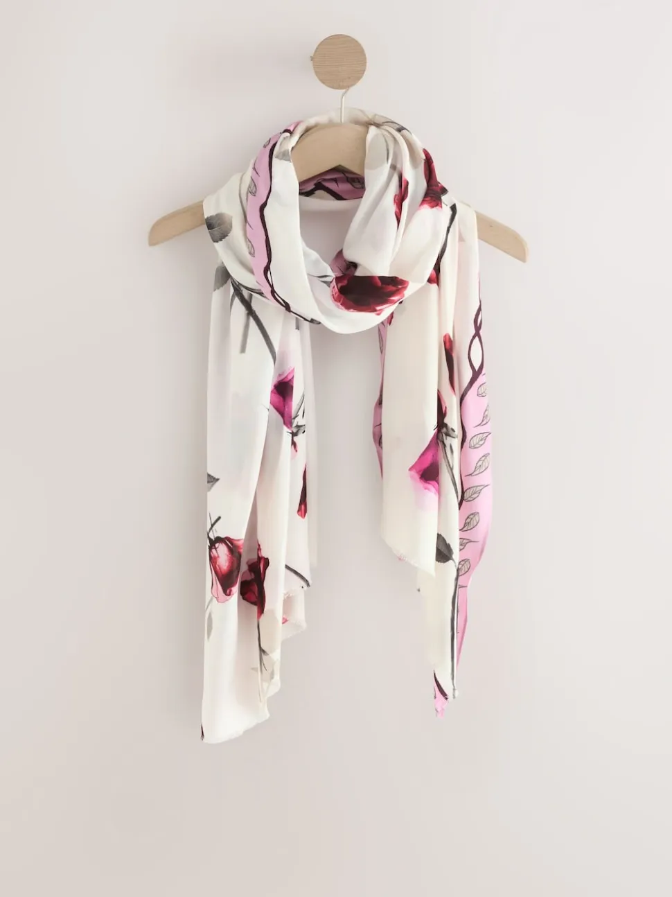 Rose Floral White Lightweight Scarf