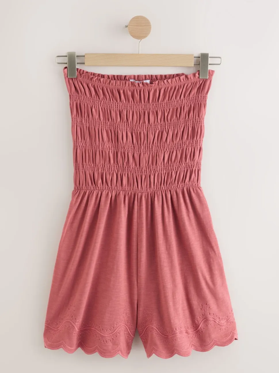 Rose Pink Bandeau Shirred Playsuit