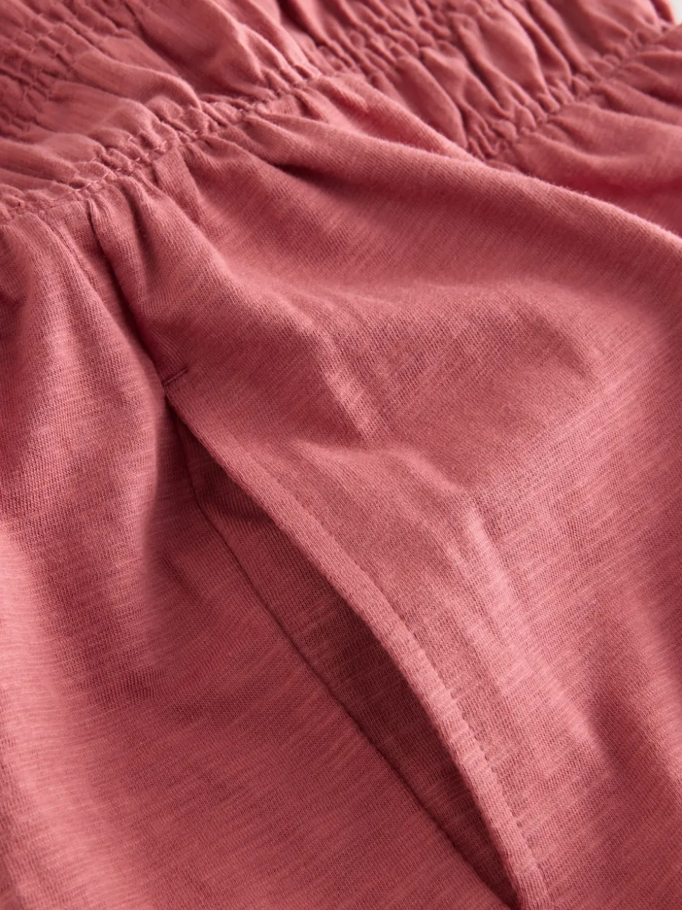 Rose Pink Bandeau Shirred Playsuit