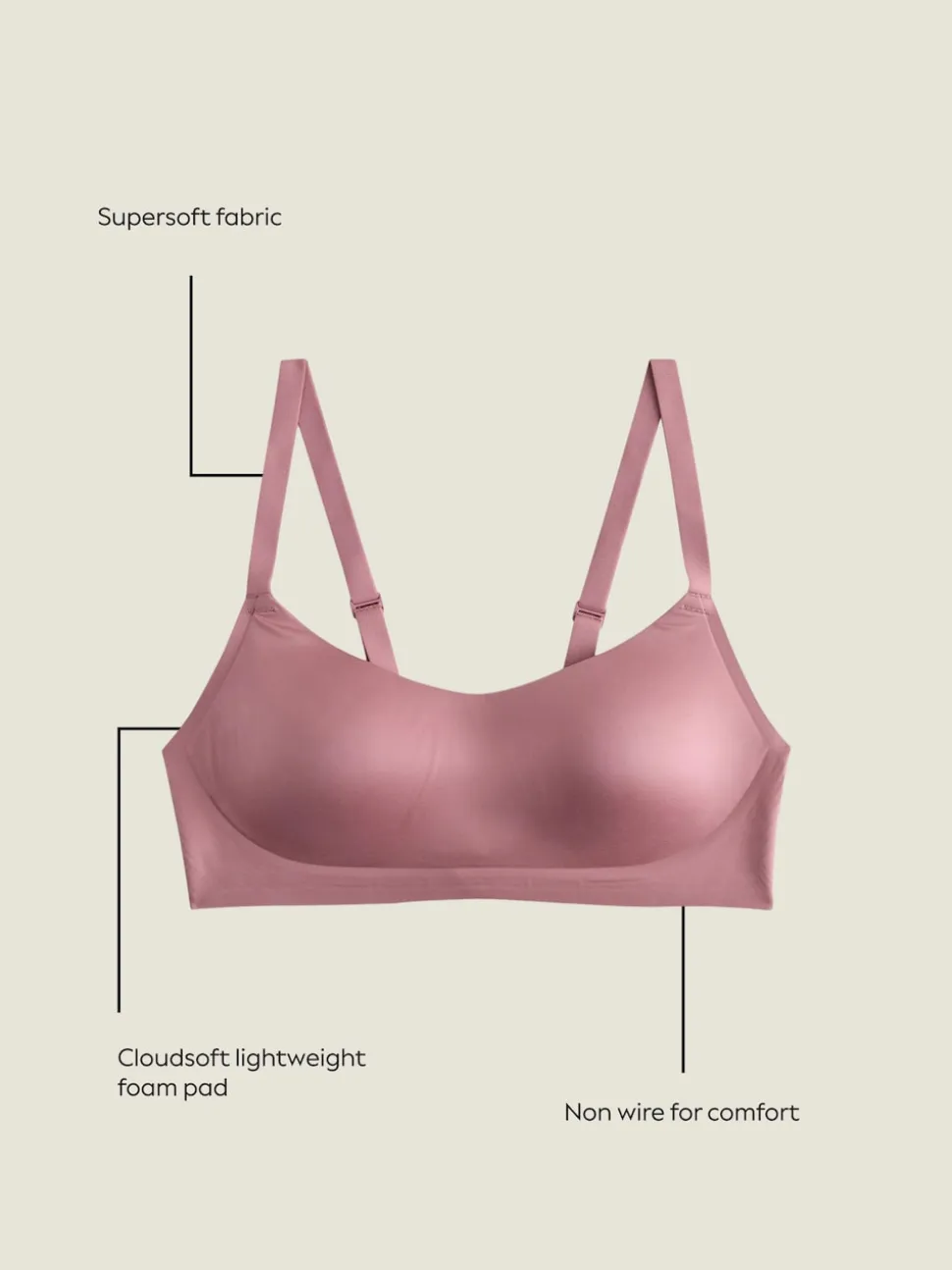Rose Pink N.Premium Cloud Soft Ultimate Comfort Non Wire Bra