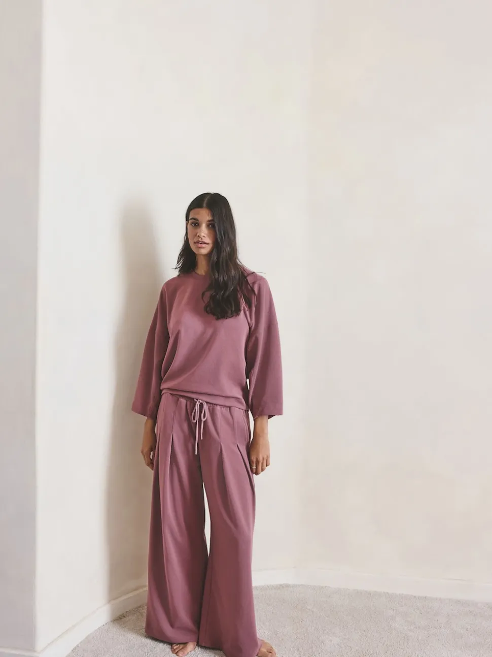 Rose Pink N.Premium Wide Leg Joggers