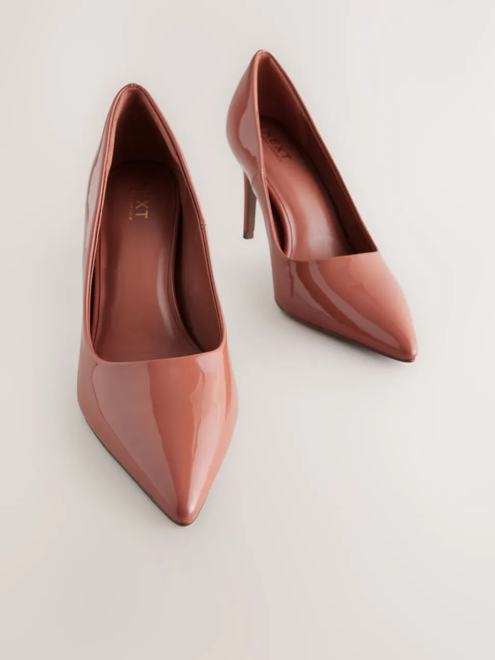 Rose Pink Point Toe Mid Heel Court Shoes