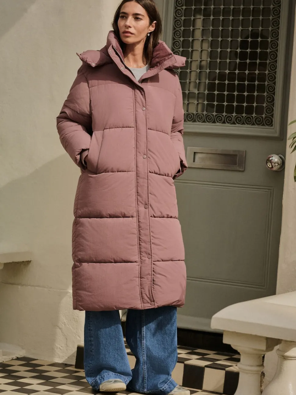 Rose Pink Shower Resistant Longline Padded Coat