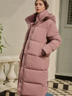 Rose Pink Shower Resistant Longline Padded Coat