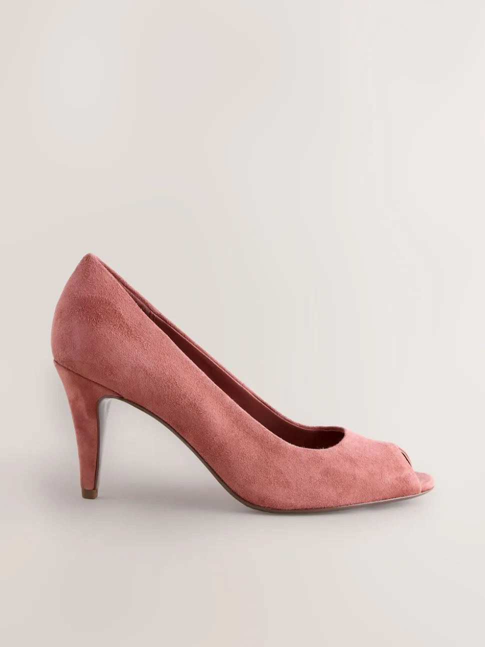 Rose Pink Suede Premium Leather Peep Toe Heels