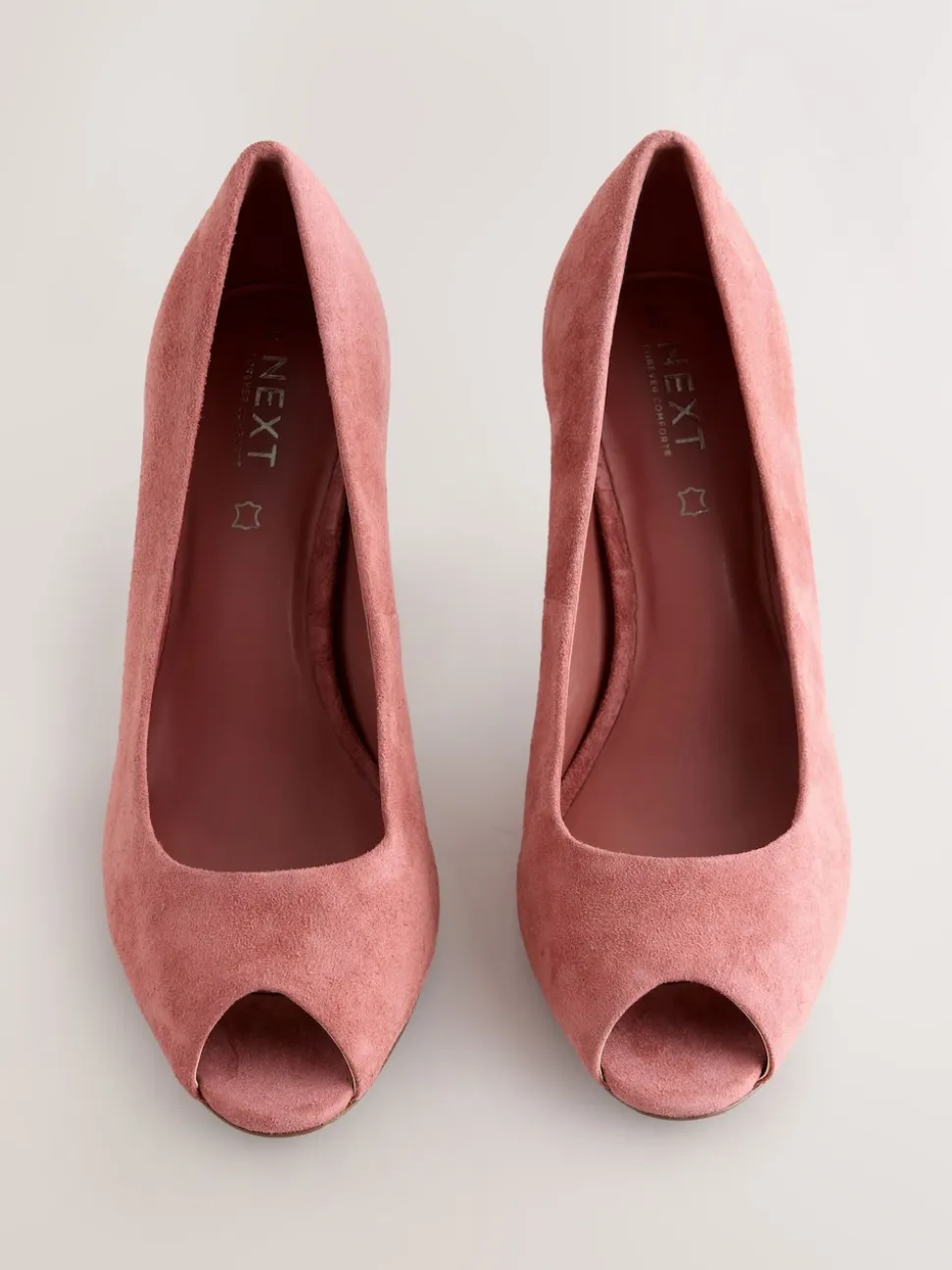 Rose Pink Suede Premium Leather Peep Toe Heels