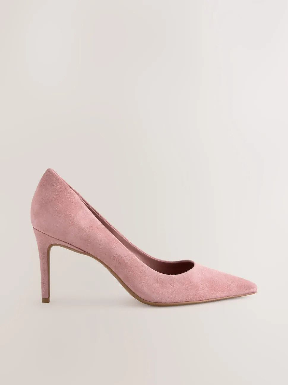Rose Pink Suede Standard/Wide Fit Leather Mid Court Shoes