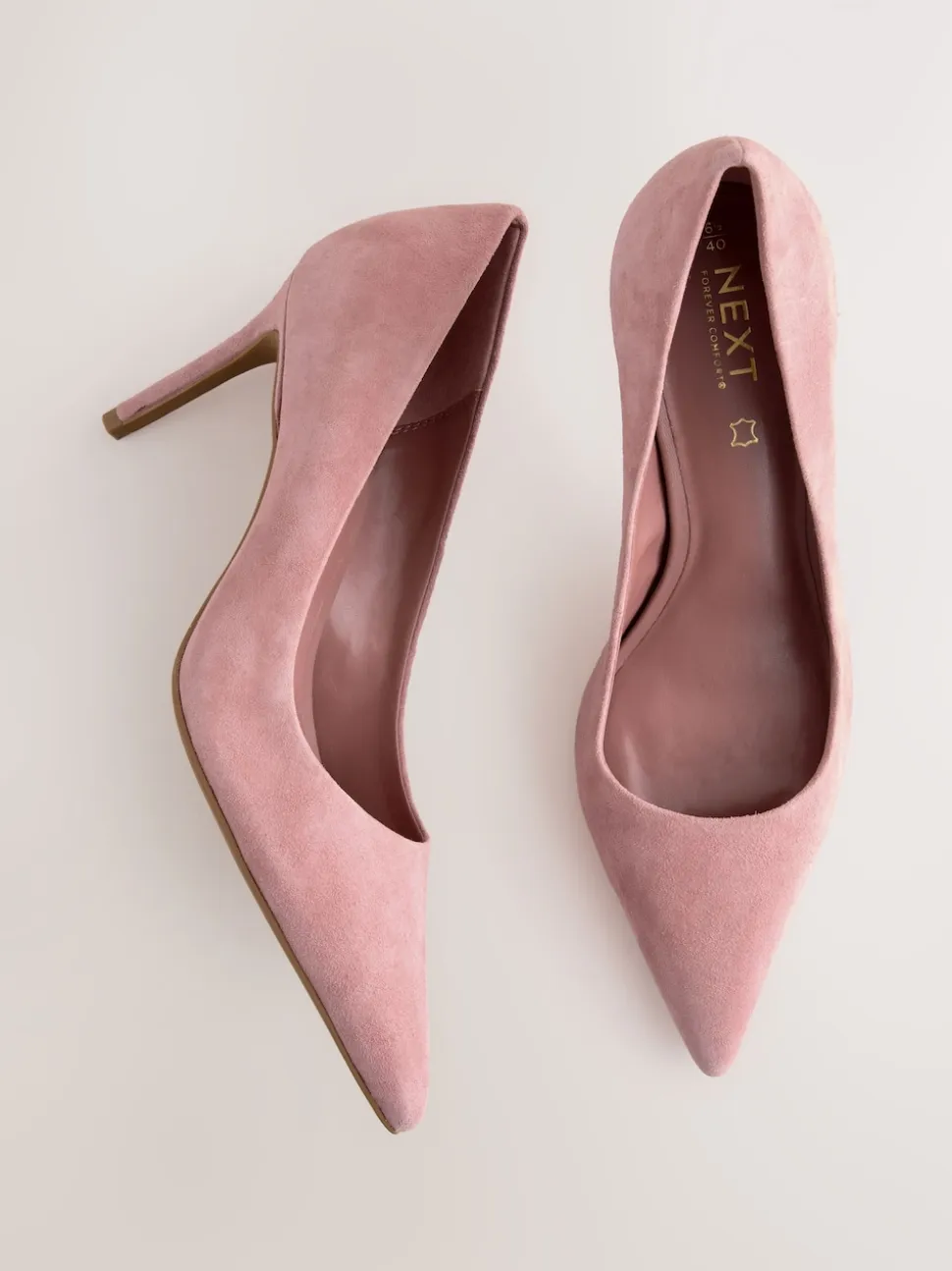 Rose Pink Suede Standard/Wide Fit Leather Mid Court Shoes