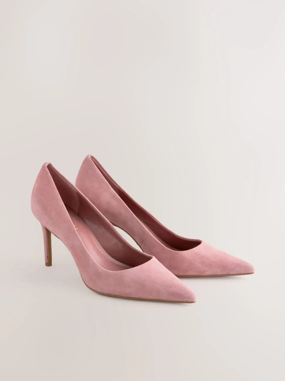 Rose Pink Suede Standard/Wide Fit Leather Mid Court Shoes