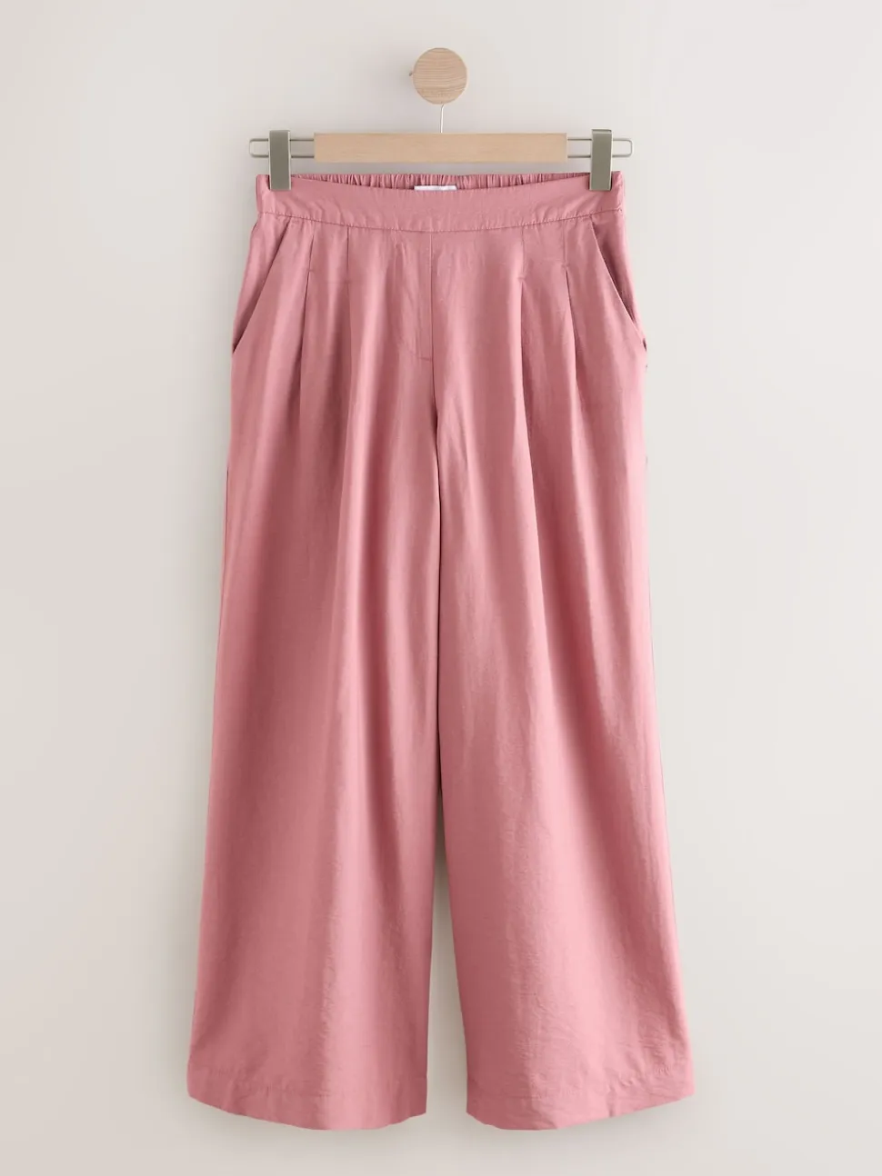 Rose Pink Wide Leg Trousers With Linen