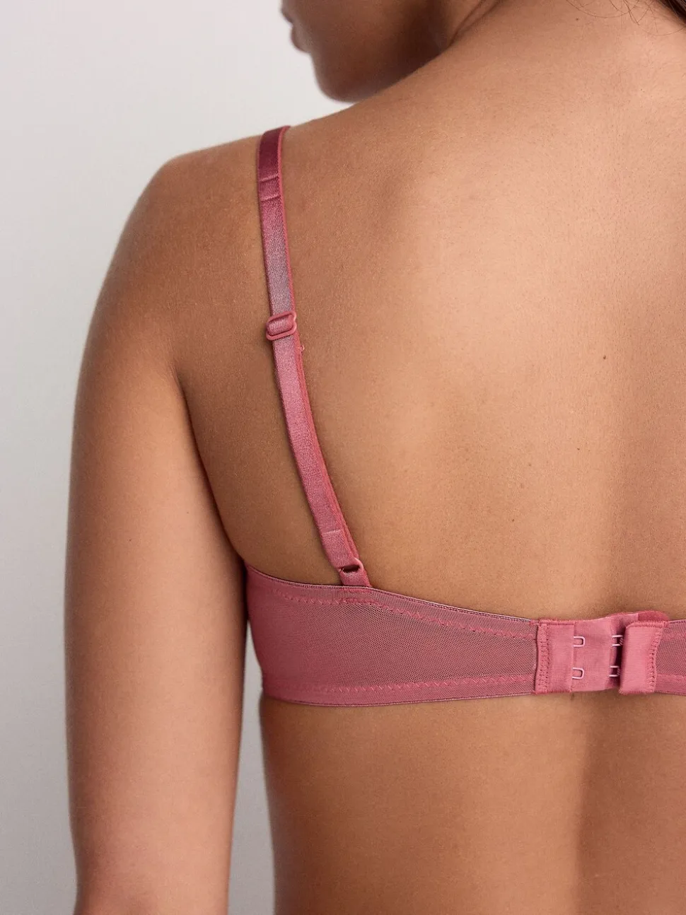 Rose/Pink Pad Non Wire Lace Detail Ultimate Comfort Bras 2 Pack