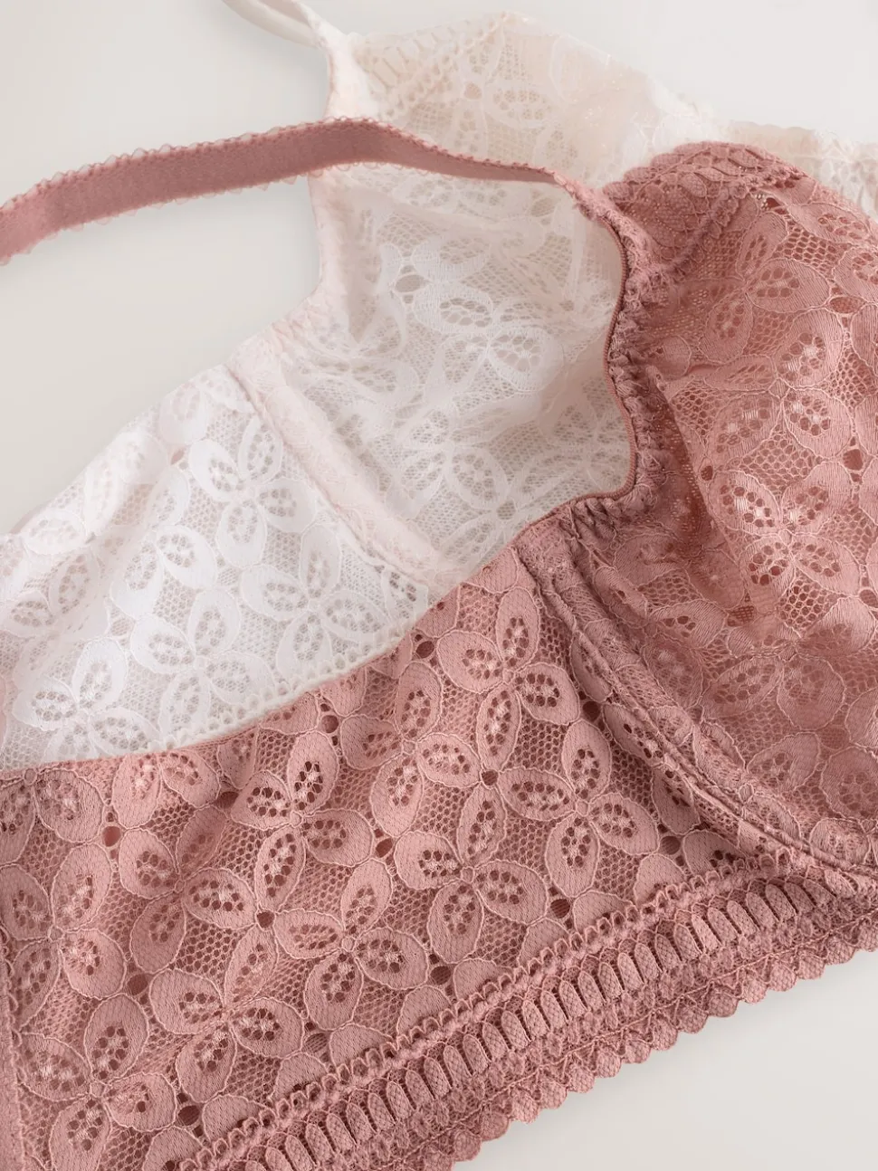 Rose/White DD+ Lace Non Pad Full Cup Minimiser Bras 2 Pack