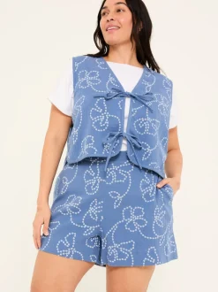 Rosie Chambray Blue Printed Shorts