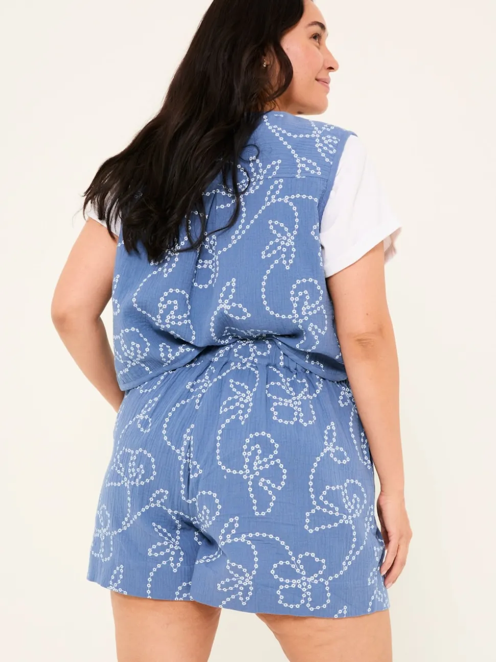 Rosie Chambray Blue Printed Shorts