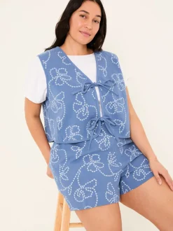 Rosie Chambray Blue Printed Shorts