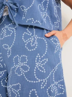 Rosie Chambray Blue Printed Shorts