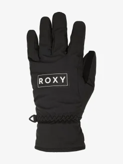 Roxy Black Freshfield Logo Ski Gloves