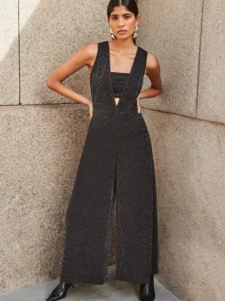 Ro&Zo Black Sparkle Ponte Jumpsuit