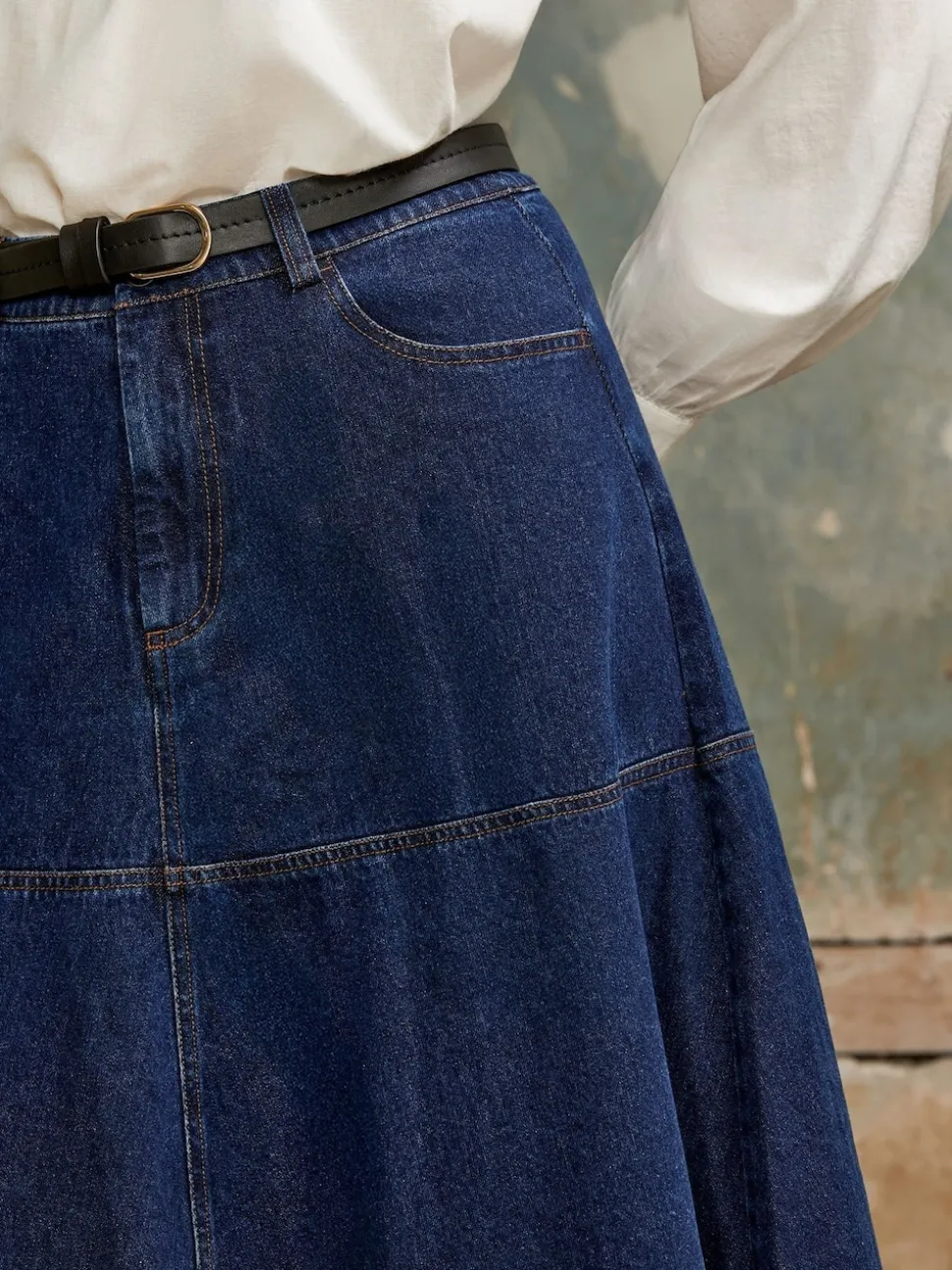 Ro&Zo Blue Denim Full Skirt