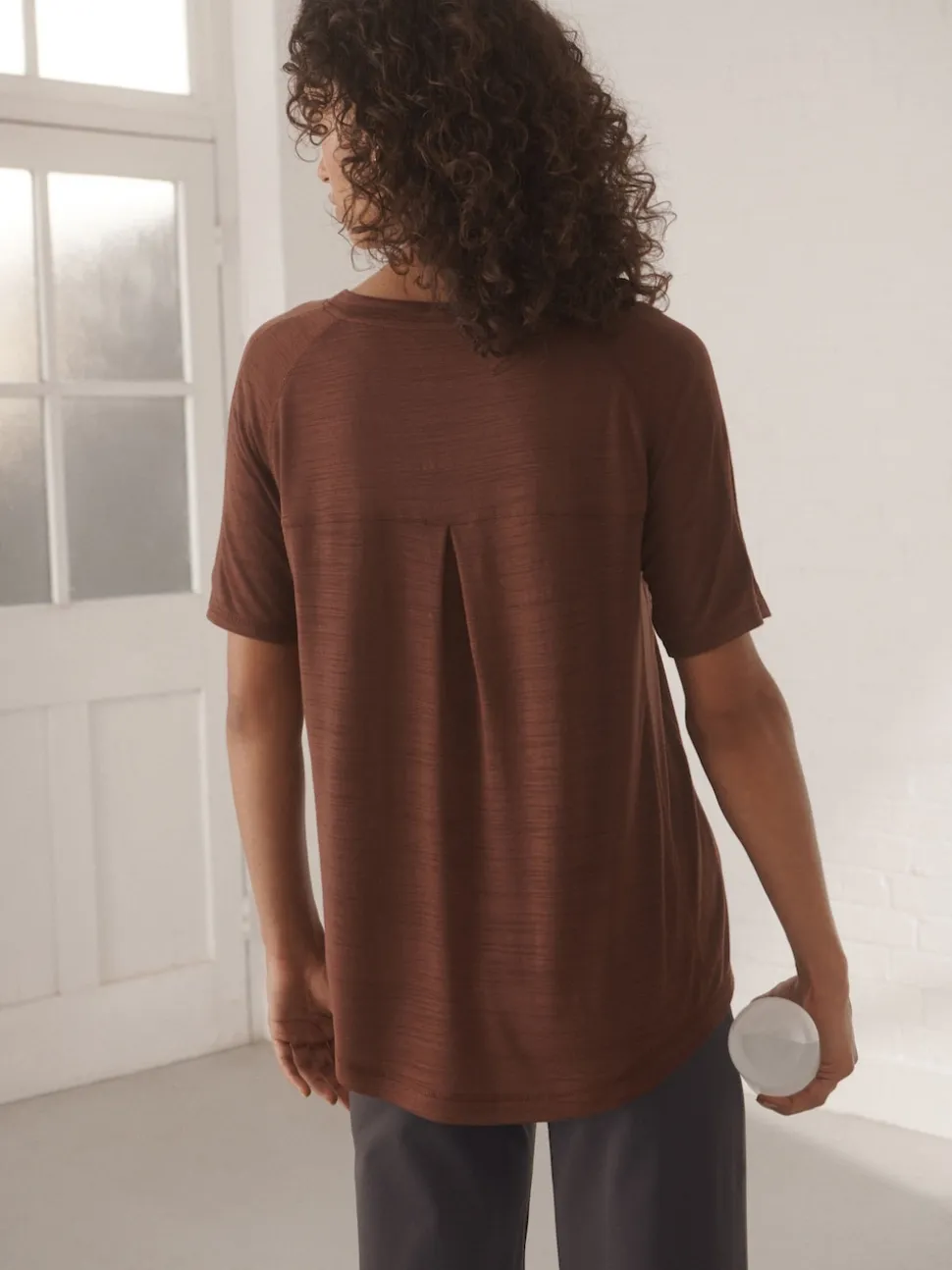 Rust Brown Active Crew Neck Lightweight Short Sleeve T-Shirt