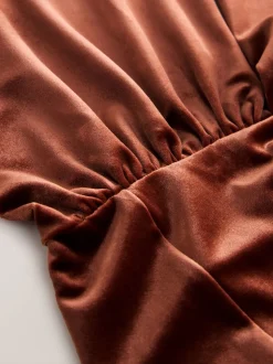 Rust Brown Bridesmaid Velvet Multiway Maxi Dress