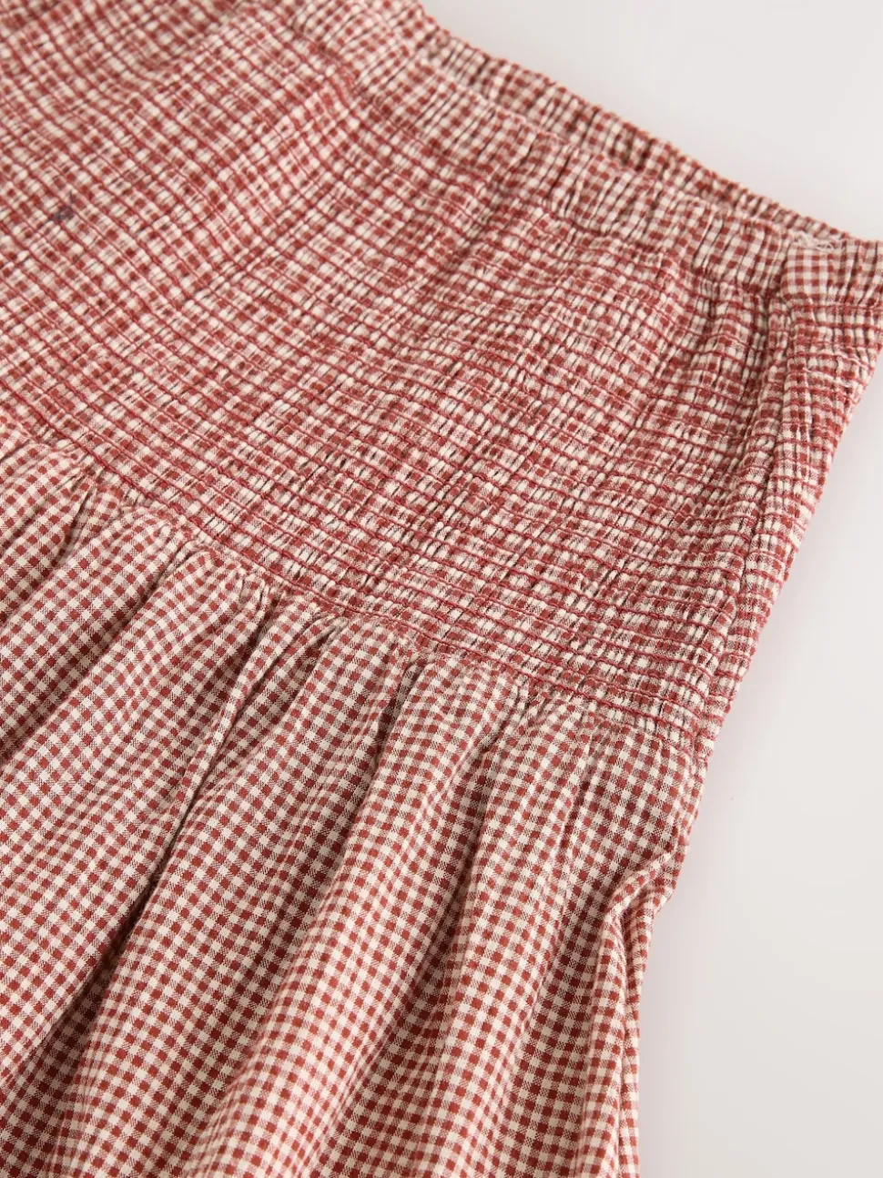 Rust Brown Drop Waist Gingham Maxi Skirt