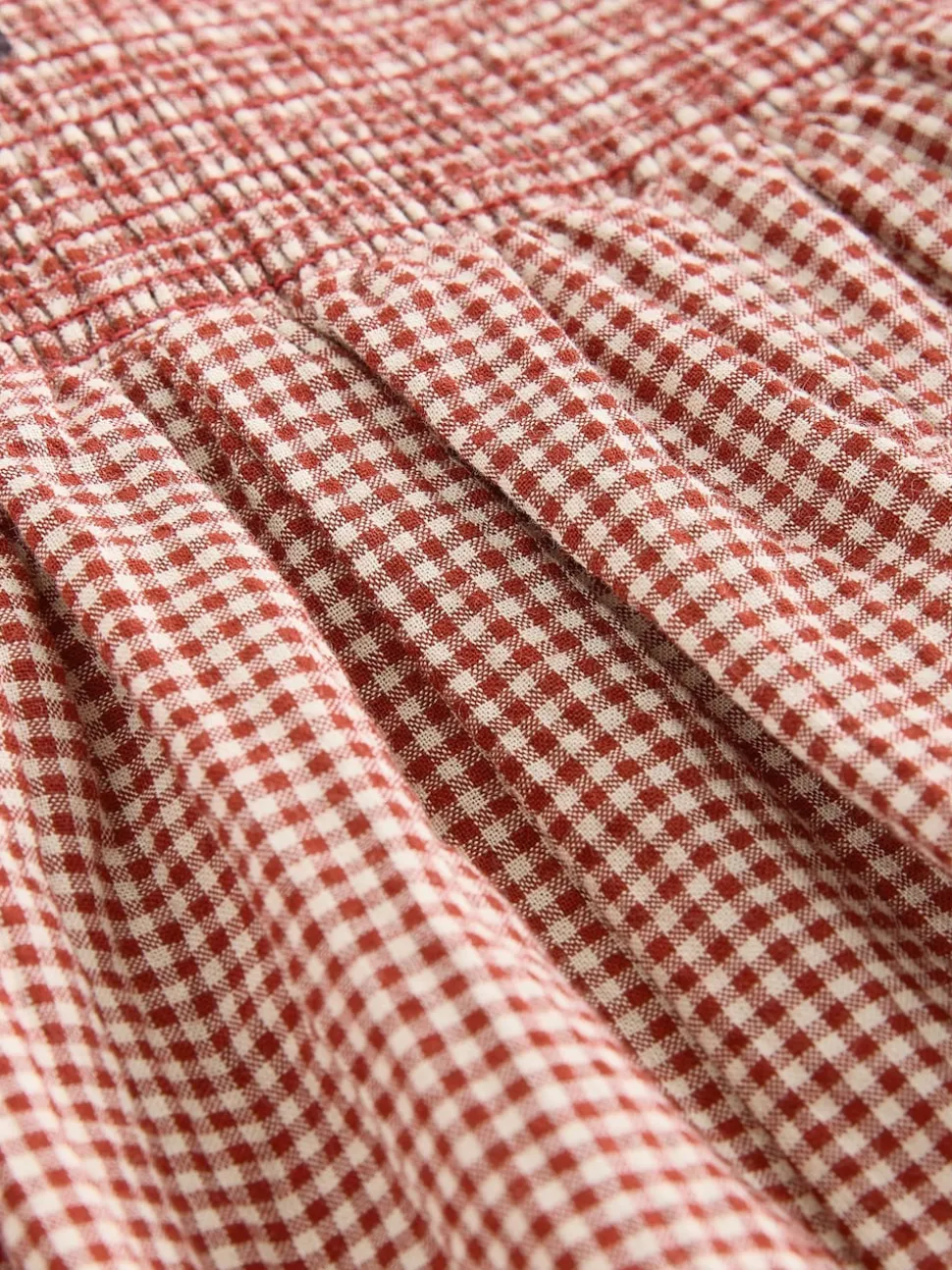 Rust Brown Drop Waist Gingham Maxi Skirt