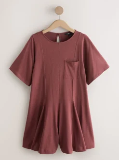 Rust Brown Jersey Short Sleeve Romper