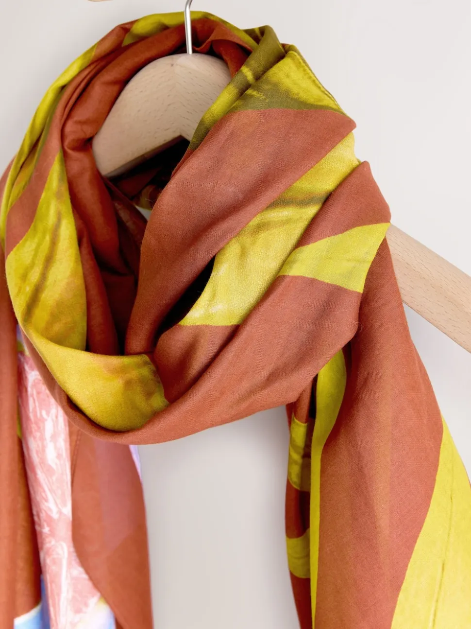 Rust Tropical Print Lightweight Scarf