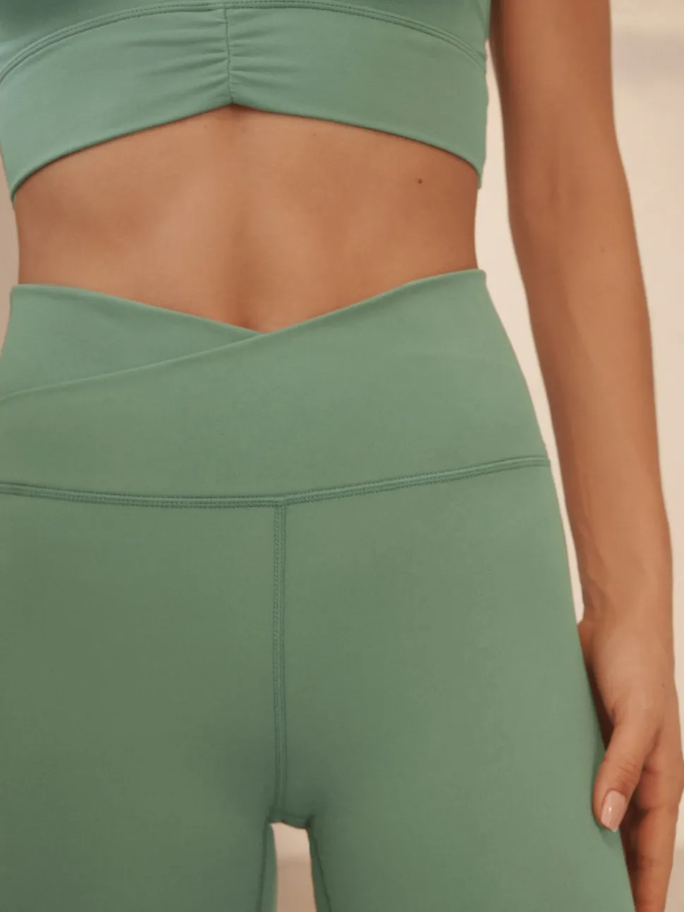 Sage Green Balance Wrap Front Yoga Leggings