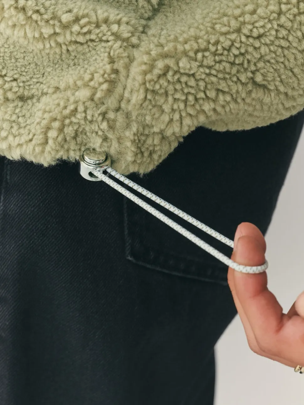 Sage Green Borg Quarter Zip Fleece with Fur Collar