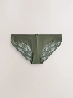 Sage Green Brazilian No VPL Lace Back Briefs 5 Pack