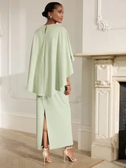 Sage Green Cape Maxi Dress