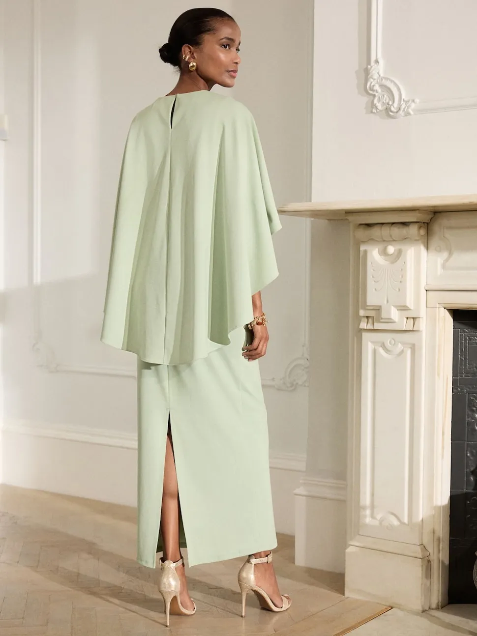 Sage Green Cape Maxi Dress