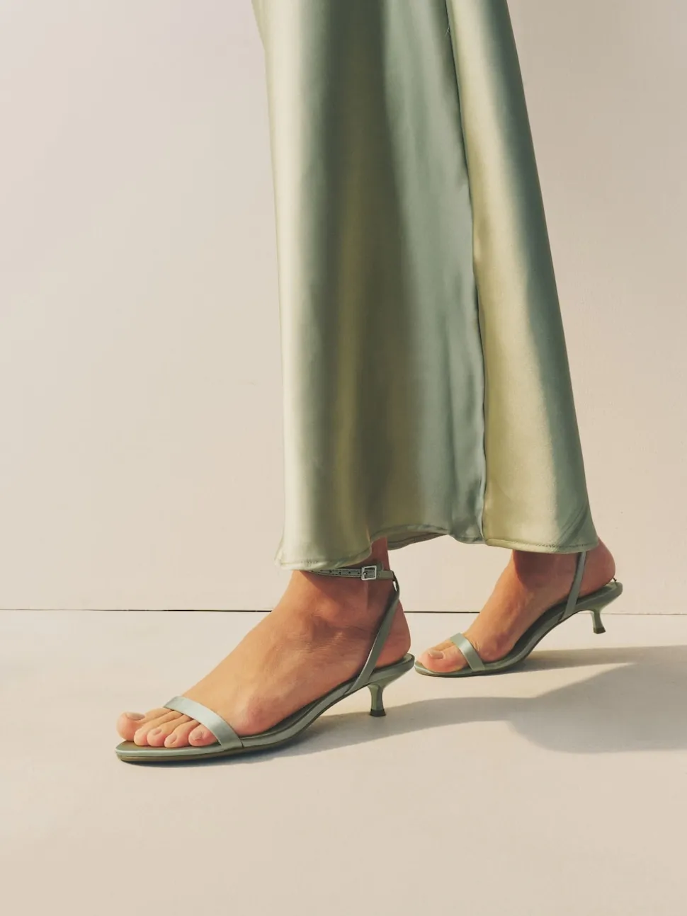 Sage Green Forever Comfort® Bridesmaid Round Toe Low Heel Simple Sandals