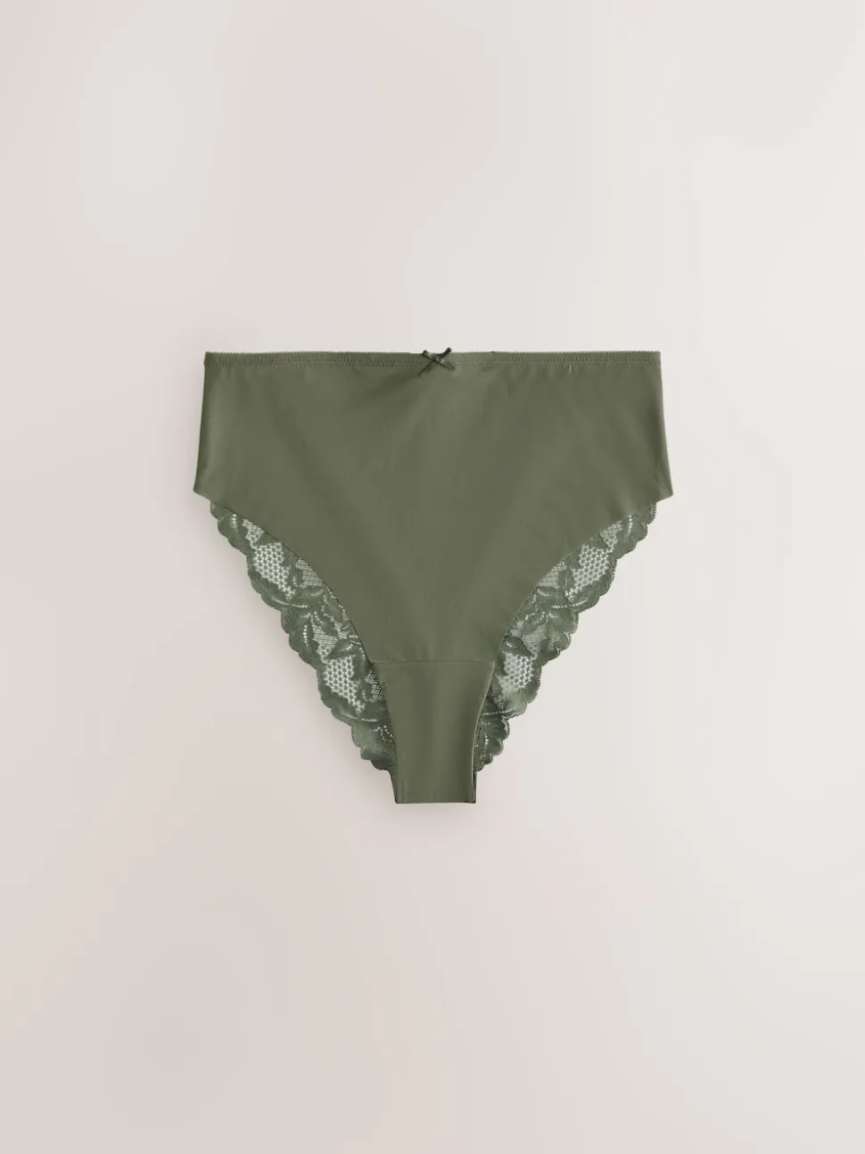 Sage Green High Waist High Leg No VPL Lace Back Briefs 5 Pack