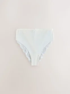 Sage Green High Waist High Leg No VPL Lace Back Briefs 5 Pack
