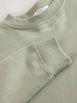 Sage Green Supersoft Peached Essentials Crew Neck Seam Detail Sweatshirt
