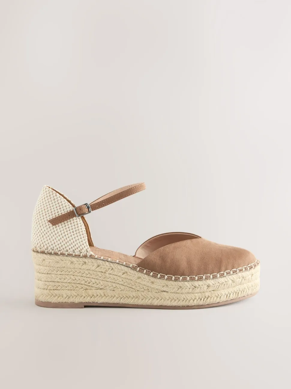 Sand Standard/Wide Fit Closed Toe Platform Espadrille Wedges