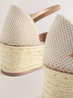 Sand Standard/Wide Fit Closed Toe Platform Espadrille Wedges