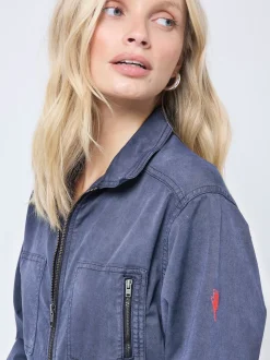 SCAMP & DUDE Blue Tie Front Tencel Boiler Jumpsuit