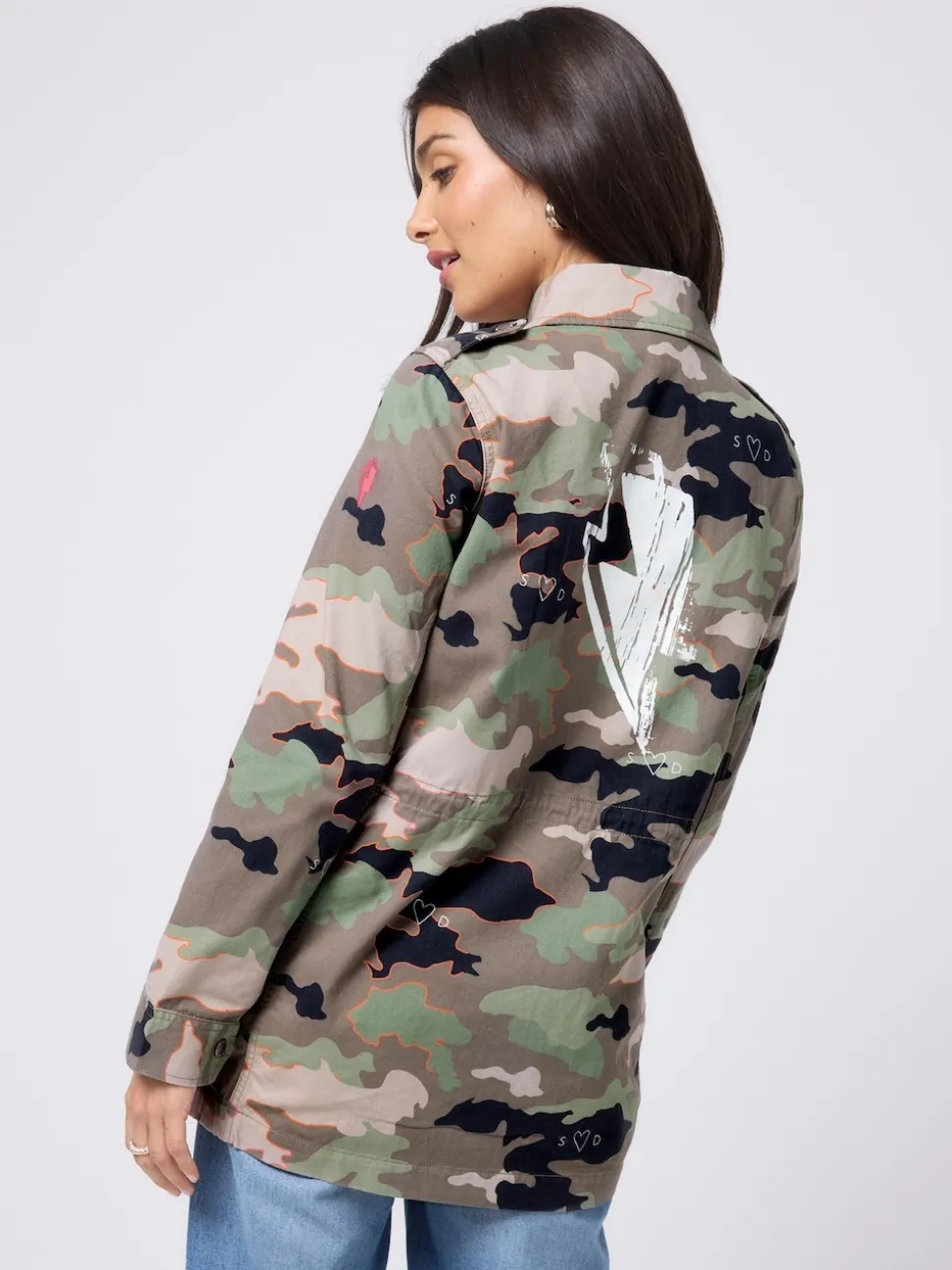 SCAMP & DUDE Green Shacket Cotton Camo Print