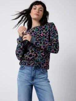 SCAMP & DUDE Grey Classic Sweatshirt with Leopard & Lightning Bolt