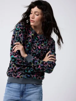 SCAMP & DUDE Grey Classic Sweatshirt with Leopard & Lightning Bolt