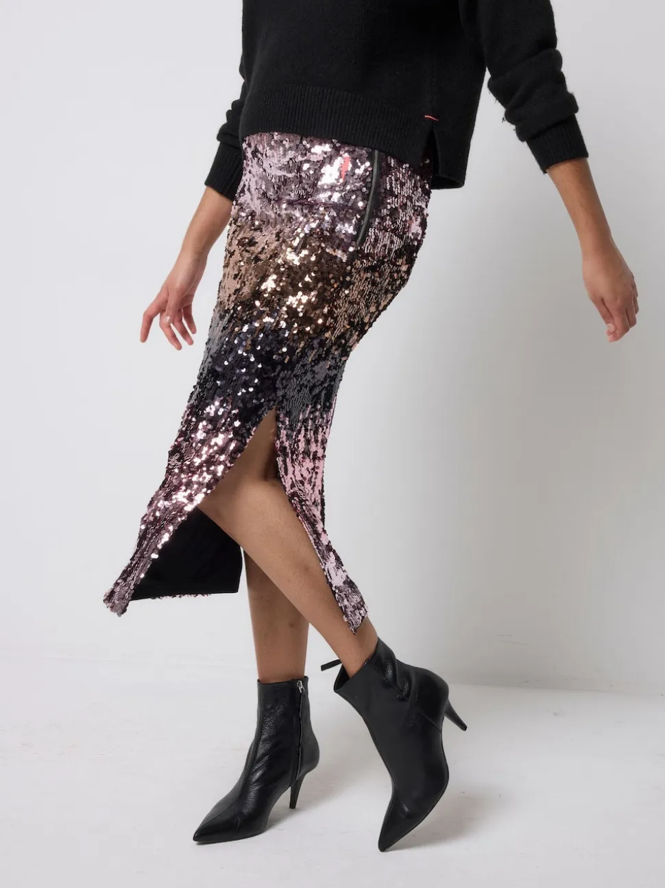 SCAMP & DUDE Pink Split Front Skirt with Sequin